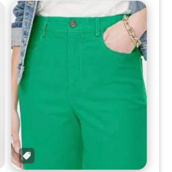 J. Crew Factory CG408 Green High-rise Wide-leg Cropped Pant For Women  size 25 - Picture 3 of 11